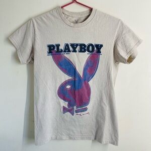 Playboy 1986 Andy Warhol Style Bunny Graphic T-Shirt size S Tubular